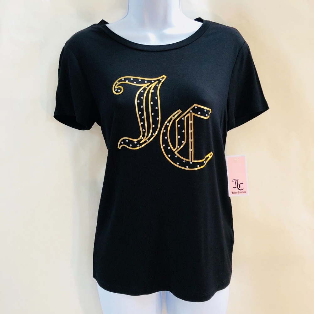 NWT Juicy Couture Black Gold Rhinestone Gothic JC